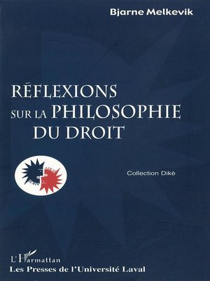 cover image of Réflexions sur la philosophiedu droit